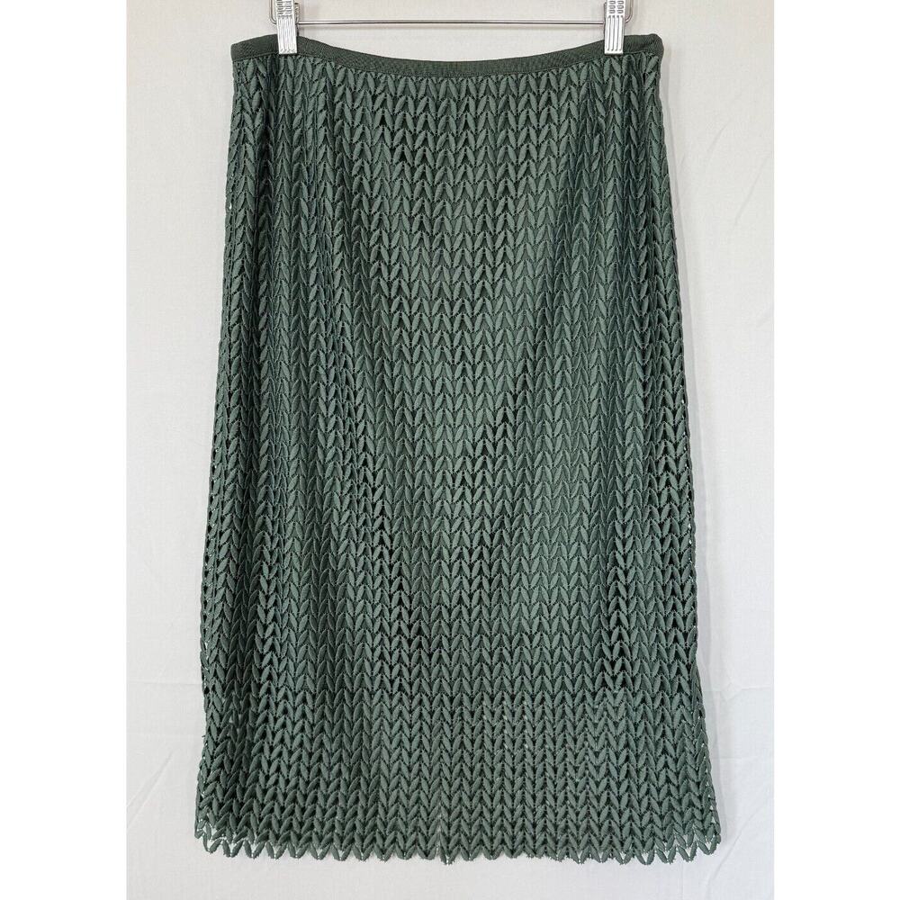 Lafayette 148 New York Lace Midi Skirt Womens Size 8 Lined Sage Green - Picture 2 of 7